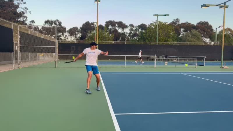 Playing tennis in San Diego